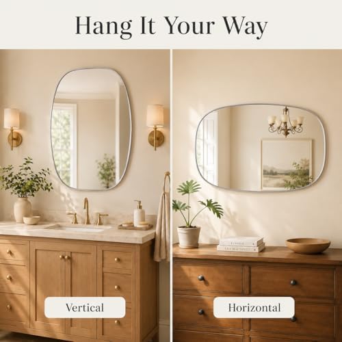 USHOWER Silver Oval Bathroom Mirrors 24x32 Inch - Image 6