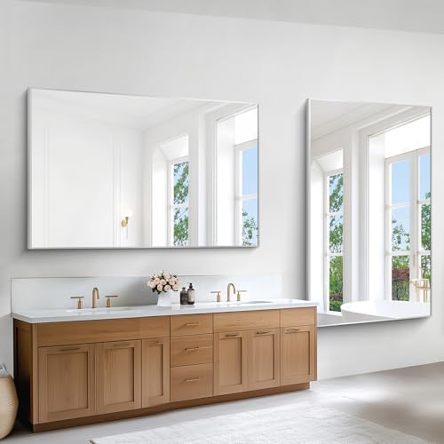 BONEWEI Silver Bathroom Mirror, 60x36 inch Wall Mirror - Image 3