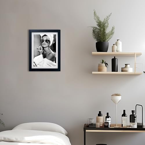 Framed Audrey Hepburn Wall Art Black and White Bathroom Canvas Print Trendy - Image 5