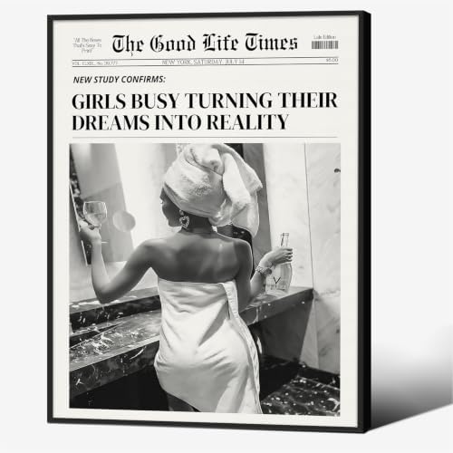 Fashion Black And White Newspaper Wall Art 8x10in Black Framed Retro Cocktail by Unknown