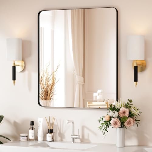 Black Bathroom Mirror 28X32 Inch Bathroom Vanity Mirror by Venusmiles