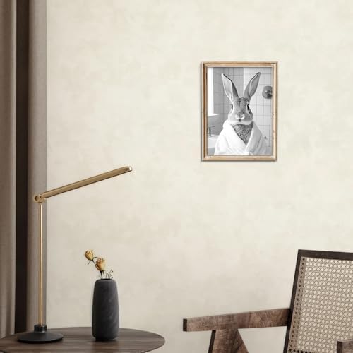 uniro Funny Bathroom Wall Art Prints Black and White Bath towel bunny Bathroom - Image 7
