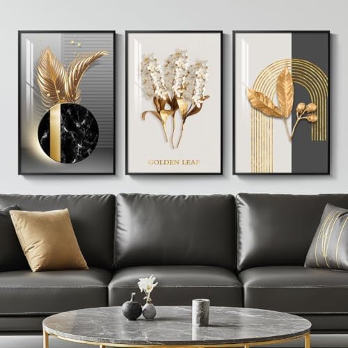 Framed Black and White Modern Luxury Wall Art, 3 Pieces 16x24 In by Cuspin