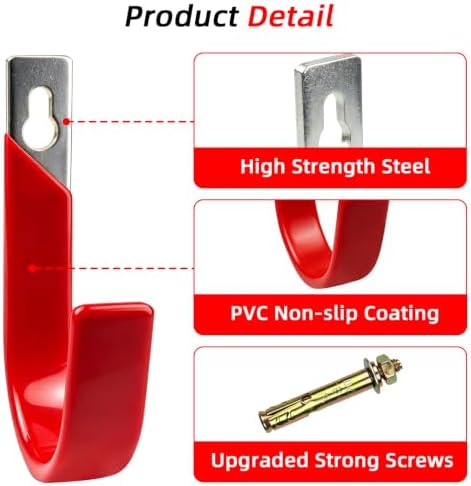 6 Pack Heavy Duty Garage Hooks, Wall Mount J Hook - Image 3