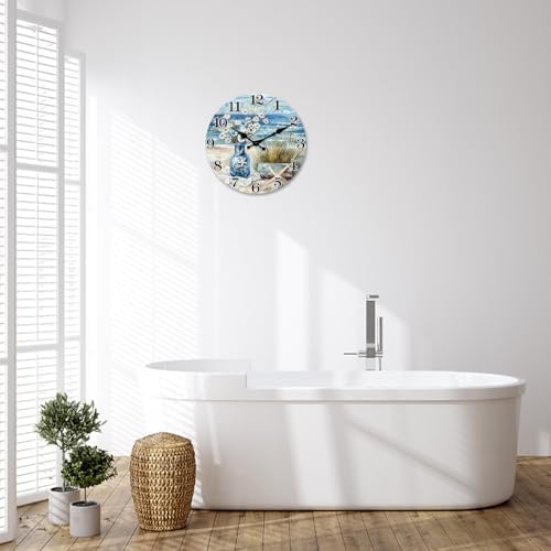 Large Coastal Beach Wall Clock 24 Inch Silent Non Ticking - Image 7