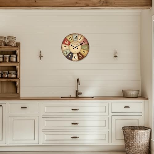 Farmhouse Wood Silent Wall Clocks Battery Operated 16 Inch - Image 5