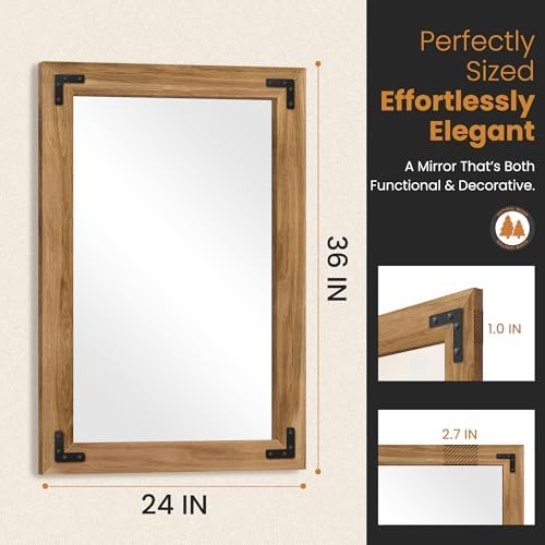 Wood Framed Bathroom Vanity Mirror - Image 5