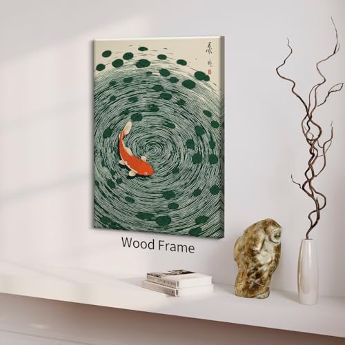 Japanese Koi Fish Framed Poster Oriental Asian Lucky Carp Canvas Wall Art 24x36 - Image 4