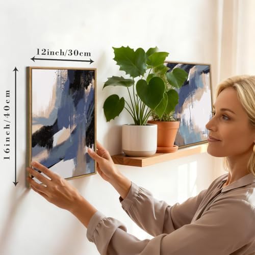 BINCUE Blue Neutral Wall Art Modern Abstract Artwork - Image 2