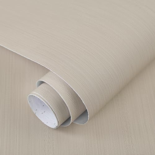 Textured Peel and Stick Wallpaper 118" x 16.14" Grasscloth Beige Contact Paper by Micpolo