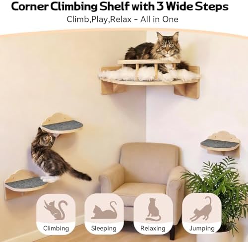Cat Shelves for Wall, Corner Cat Wall Shelf - Image 3