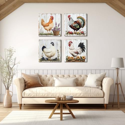 Chicken Rooster Wall Art Farmhouse Pictures Wall Decor - Image 4