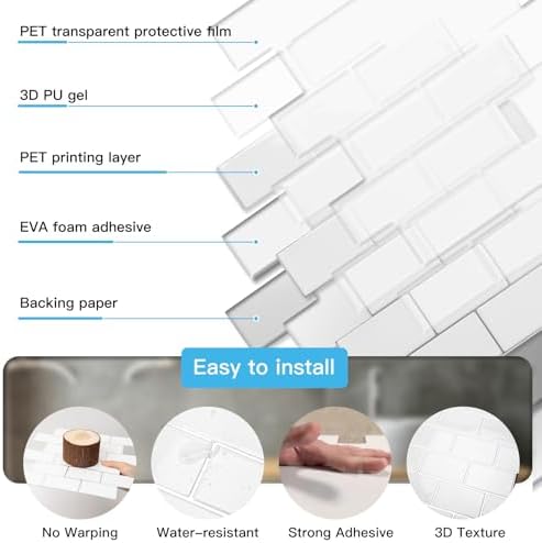 Art3d 10-Pack Subway Peel and Stick Backsplash - Image 6