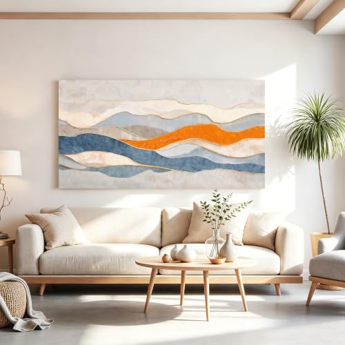 Tsomzxng Large Blue And White Abstract Wall Art - Image 3