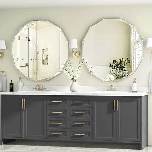 30x30 Inch Bathroom Mirrors for Over Sink, Round Frameless Mirrors for Wall - Image 2