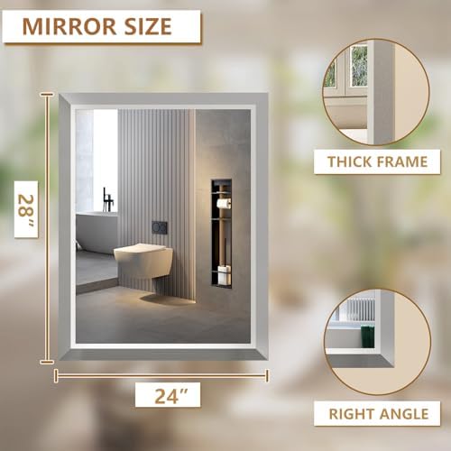 SMIROR 24x28 Brushed Silver Bathroom Vanity Mirror - Image 2