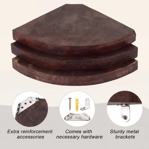 3 Pcs Corner Floating Shelves for Wall Solid Wood 7 Inch - Image 6