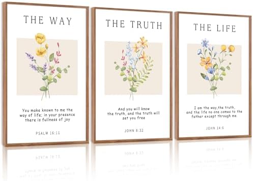 CHDITB Bible Verse Floral Framed Canvas Wall Art Set, Scripture Wall Decor by CHDITB