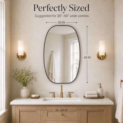 USHOWER Black Oval Bathroom Mirrors 30x48 Inch - Image 5