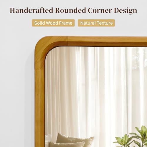 Tanmicoshomy Natural Wood Framed Bathroom Mirror 30 x 36 Inch - Image 4