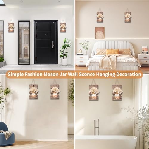 Wall Sconce Decor 2pcs, Mason Jar Wall Sconce Farmhouse Home Decor - Image 4