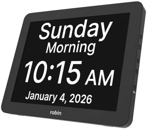Robin Day Clock 2026 for Seniors, Easy-to-Read Display for Elderly, Day Date by Robin