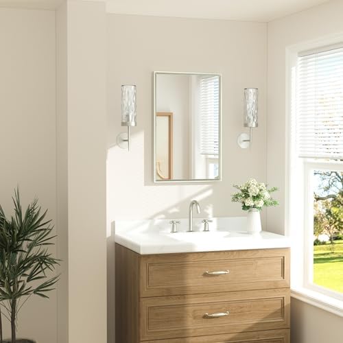 TETOTE Brushed Nickel Mirror for Over Sink 20" x 30" Rectangle Beveled Frame - Image 2