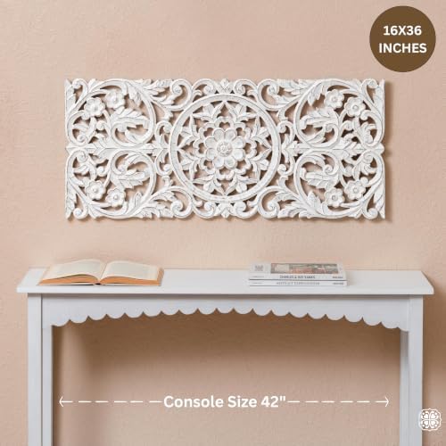 JFY Designs Carac Hand Carved Wood Medallion Wall Panels Bedroom Décor - Image 2