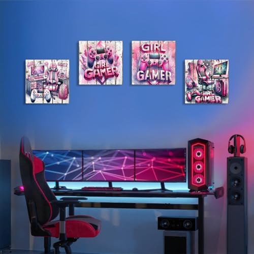 Cool Gaming Wall Art for Girl Room Retro Video Game Wall Decor Pink Neon - Image 5