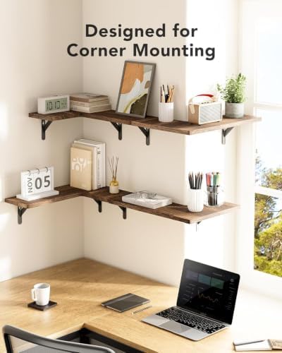 Amada Corner Floating Shelves, Paulownia Wood - Image 6