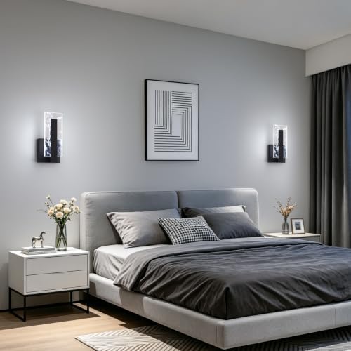 Modern LED Acrylic Black Wall Sconce, 6000K Cool White Bathroom Wall Sconces - Image 6