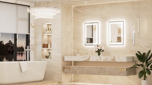 Keonjinn 20x28 Inch Nickel LED Bathroom Mirror - Image 3