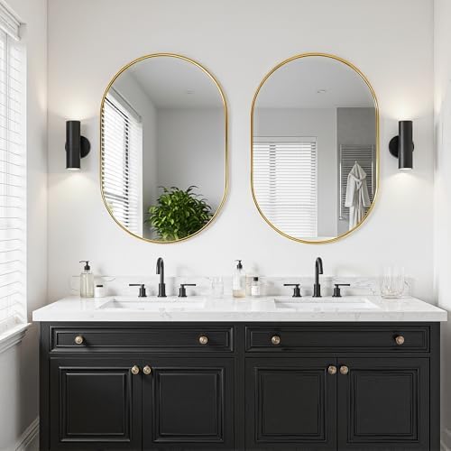 Oval Bathroom Mirror for Over Sink, 2 Pack 24"x36" Gold Wall Mirror - Image 3
