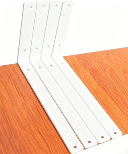 4 Pack - L 14" x H 8" x W1.5, 5mm Thick White L Shelf Bracket, Iron Shelf by MHMYDZ