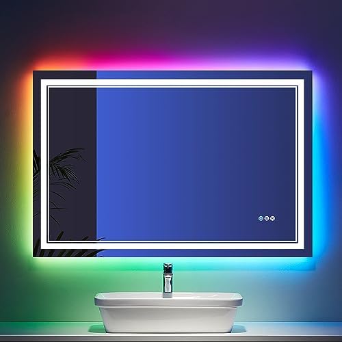 48x32 Inch RGB LED Bathroom Mirror by ISTRIPMF