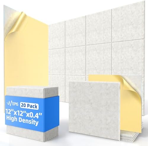20 Pack Acoustic Panels with Self Adhesive Sound Proof Foam Panels by NEPIS