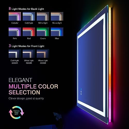 LOAAO 20"X28" RGB LED Bathroom Mirror - Image 3