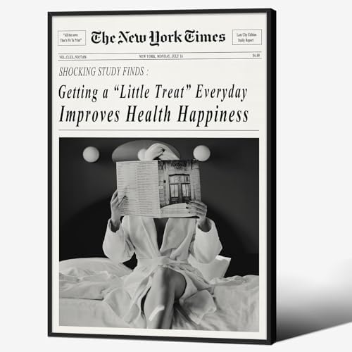Funky Black and White Newspaper Wall Art 12x18 in Black Framed Humor Quotes by Unknown