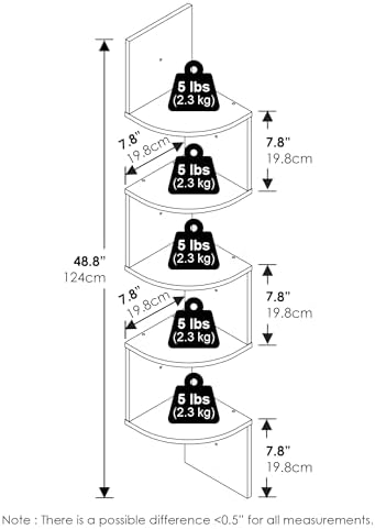 Furinno Rossi 5-Tier Corner Floating Book Shelves - Image 3