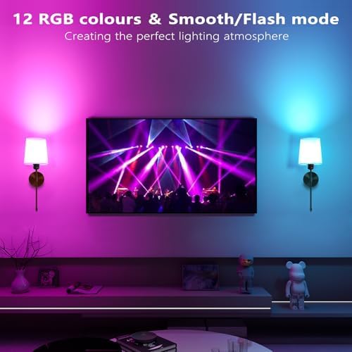 Battery Operated Wall Sconces Set of 2, Remote Control, RGB Bulb - Image 3