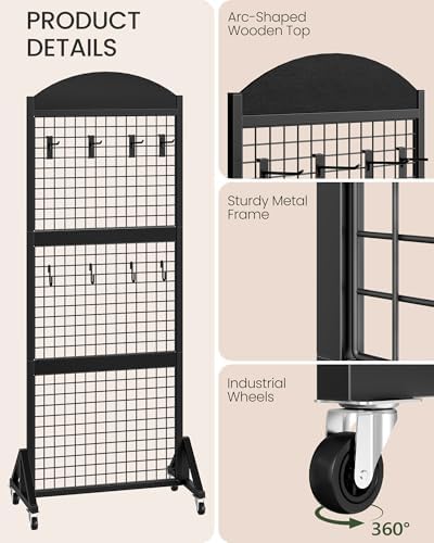 CHOEZON 2 Packs Grid Wall Panel 5.7' x 2' FT Grid Display Rack - Image 5
