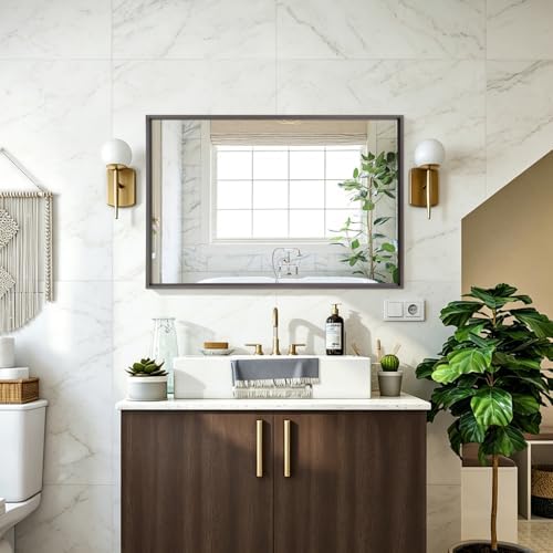 AAZZKANG Rectangular Metal Frame Mirror 26"x18" Retro Bathroom Bedroom Wall - Image 4