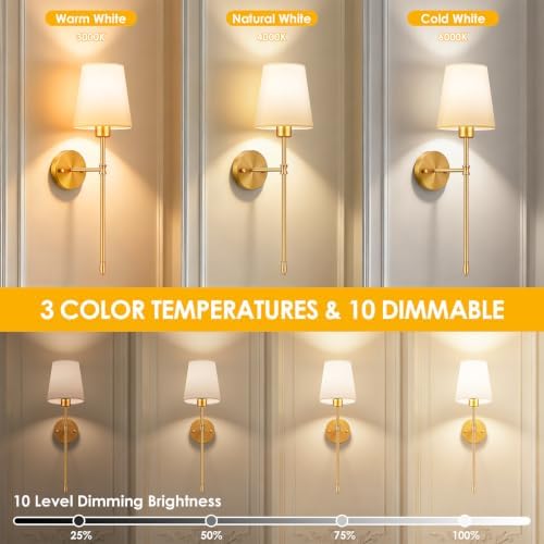 OCATO Battery Operated Wall Sconce 10000mAh Wireless Wall Sconce Set of Two - Image 5
