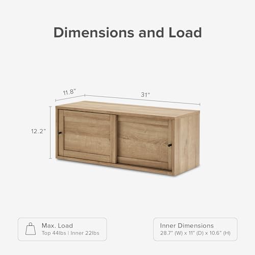 mopio Lauren Floating TV Shelf, Wall Mounted Wood Television Cabinet, Nightstand - Image 2