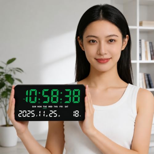 Digital Clock Large Display, LED wall Clock 12/24Hr Format, - Image 3