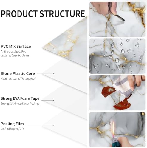 10 Sheets Marble Peel and Stick Backsplash Tile, Living Room - Image 5