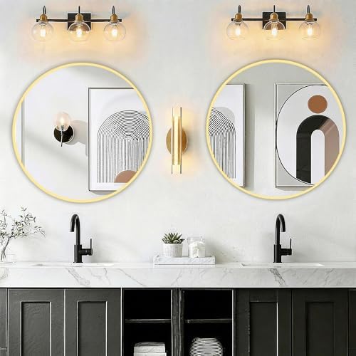 FGU Round Bathroom Mirror for Over Sink 2 Pack 22" Gold Circle Wall Mirror - Image 7
