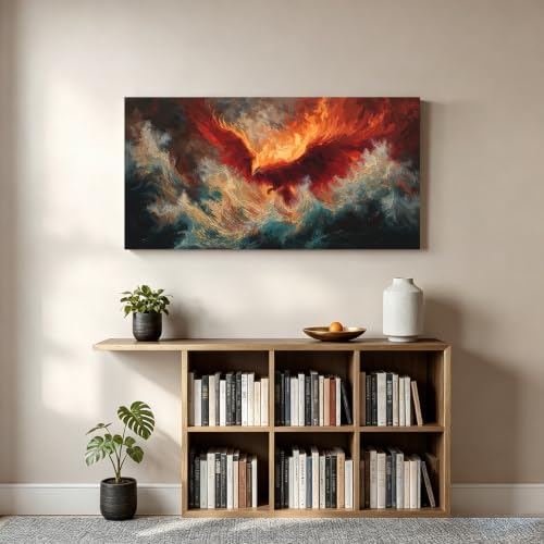 Red Fire Phoenix Wall Art Prints 20"x40" Abstract Wall Art - Image 3