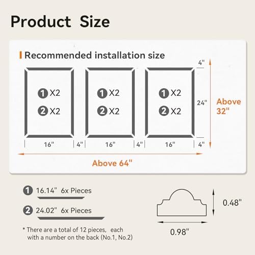 Upick Peel and Stick Wainscoting Pre-Cut Wall Molding Kit - Image 6