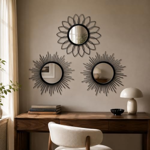 Black Sunburst Mirror 14x14 Inch, Decorative Wall Accent - Image 6
